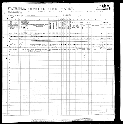 My grandfathers original ship manifest.