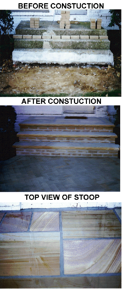 Sandstone Stoop and Stairs, constuction in East Northport, New York