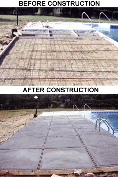 Cement Patio around Pool in Dix Hills New York